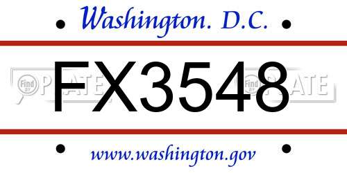 FX3548 District Of Columbia License Plate