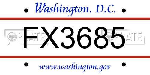 FX3685 District Of Columbia License Plate