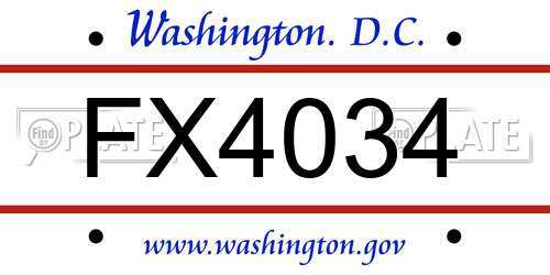 FX4034 District Of Columbia License Plate