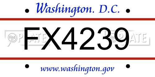 FX4239 District Of Columbia License Plate
