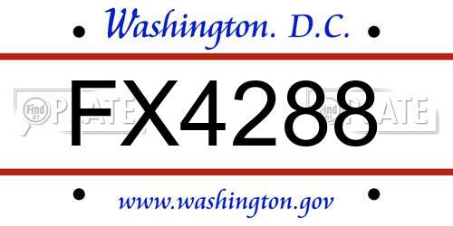 FX4288 District Of Columbia License Plate