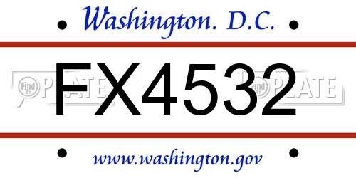 FX4532 District Of Columbia License Plate