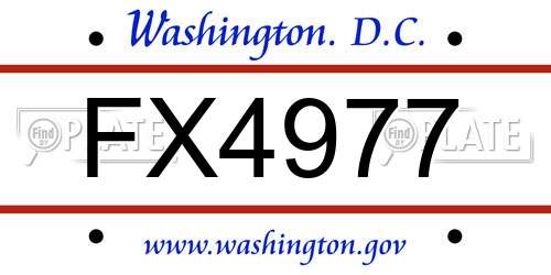 FX4977 District Of Columbia License Plate
