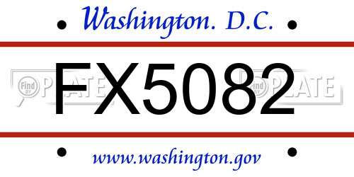 FX5082 District Of Columbia License Plate