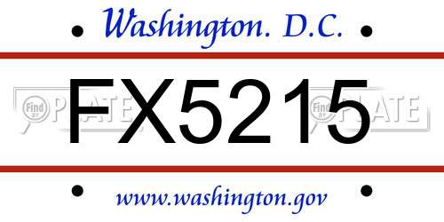 FX5215 District Of Columbia License Plate