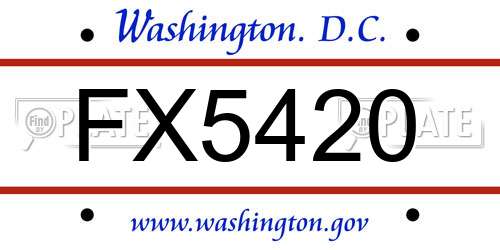 FX5420 District Of Columbia License Plate