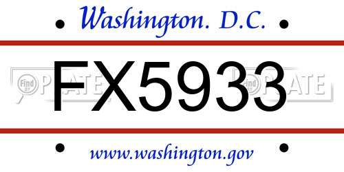 FX5933 District Of Columbia License Plate