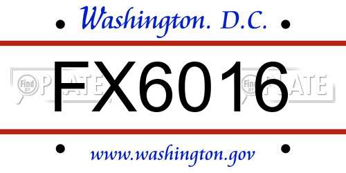 FX6016 District Of Columbia License Plate