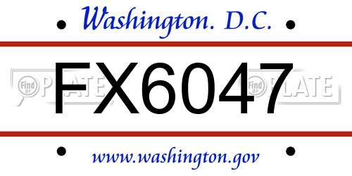 FX6047 District Of Columbia License Plate