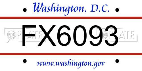 FX6093 District Of Columbia License Plate
