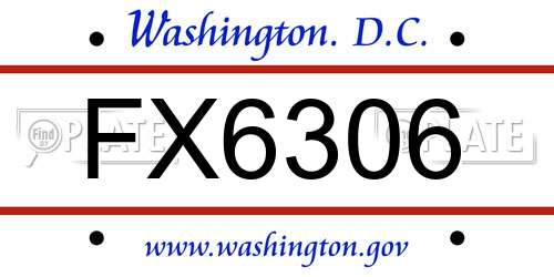 FX6306 District Of Columbia License Plate