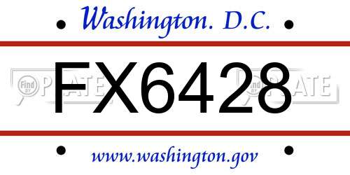 FX6428 District Of Columbia License Plate