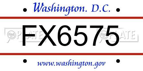 FX6575 District Of Columbia License Plate