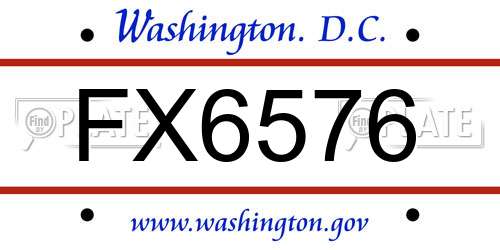 FX6576 District Of Columbia License Plate