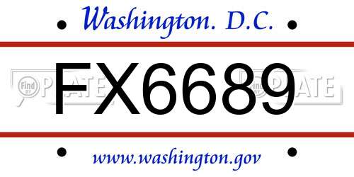 FX6689 District Of Columbia License Plate