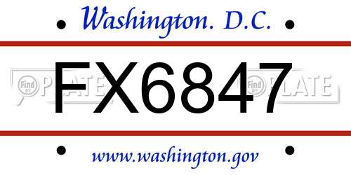 FX6847 District Of Columbia License Plate