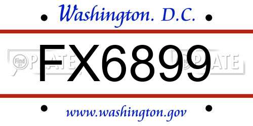 FX6899 District Of Columbia License Plate