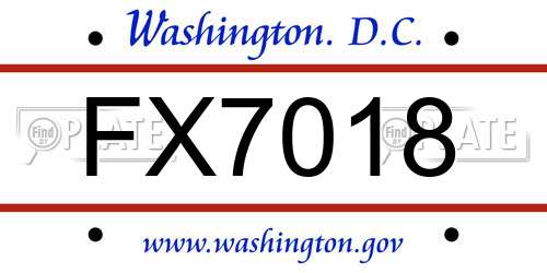 FX7018 District Of Columbia License Plate