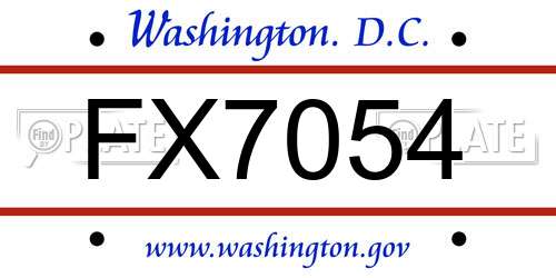 FX7054 District Of Columbia License Plate