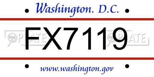 FX7119 District Of Columbia License Plate
