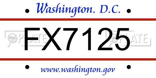 FX7125 District Of Columbia License Plate