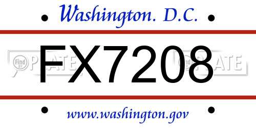 FX7208 District Of Columbia License Plate