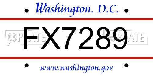 FX7289 District Of Columbia License Plate