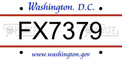FX7379 District Of Columbia License Plate