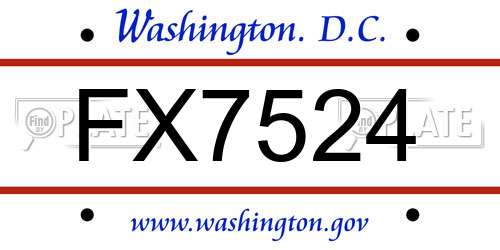 FX7524 District Of Columbia License Plate