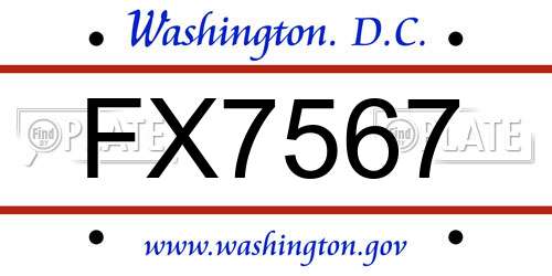 FX7567 District Of Columbia License Plate