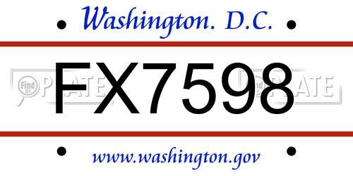 FX7598 District Of Columbia License Plate