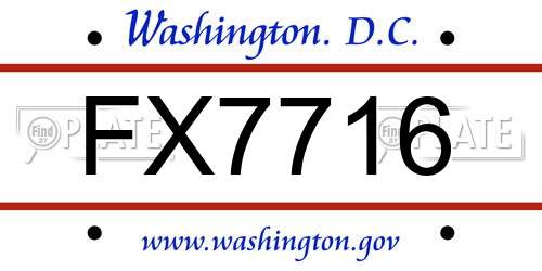 FX7716 District Of Columbia License Plate