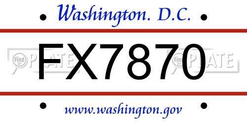 FX7870 District Of Columbia License Plate