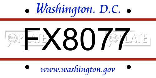 FX8077 District Of Columbia License Plate