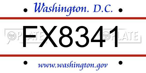 FX8341 District Of Columbia License Plate