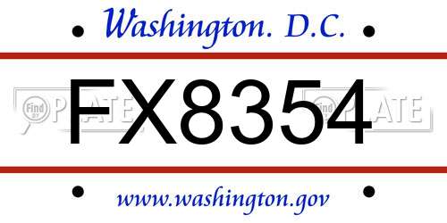 FX8354 District Of Columbia License Plate
