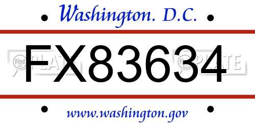 FX83634 District Of Columbia License Plate