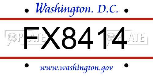 FX8414 District Of Columbia License Plate