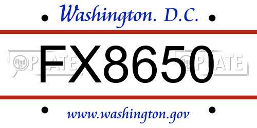 FX8650 District Of Columbia License Plate