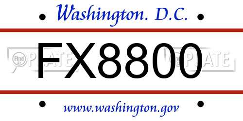 FX8800 District Of Columbia License Plate