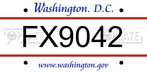 FX9042 District Of Columbia License Plate