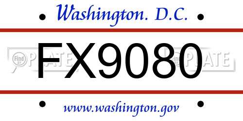FX9080 District Of Columbia License Plate