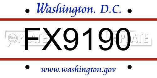 FX9190 District Of Columbia License Plate