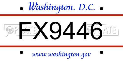 FX9446 District Of Columbia License Plate