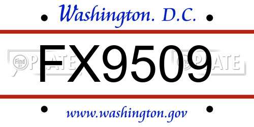 FX9509 District Of Columbia License Plate