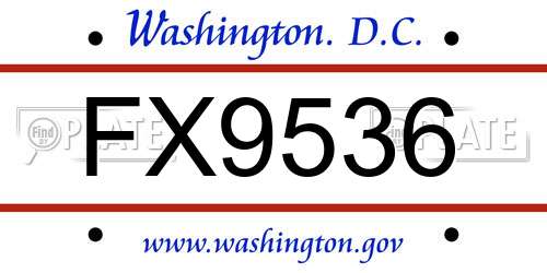 FX9536 District Of Columbia License Plate
