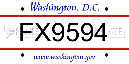 FX9594 District Of Columbia License Plate