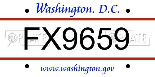 FX9659 District Of Columbia License Plate