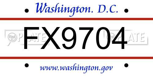 FX9704 District Of Columbia License Plate