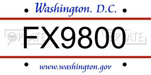 FX9800 District Of Columbia License Plate